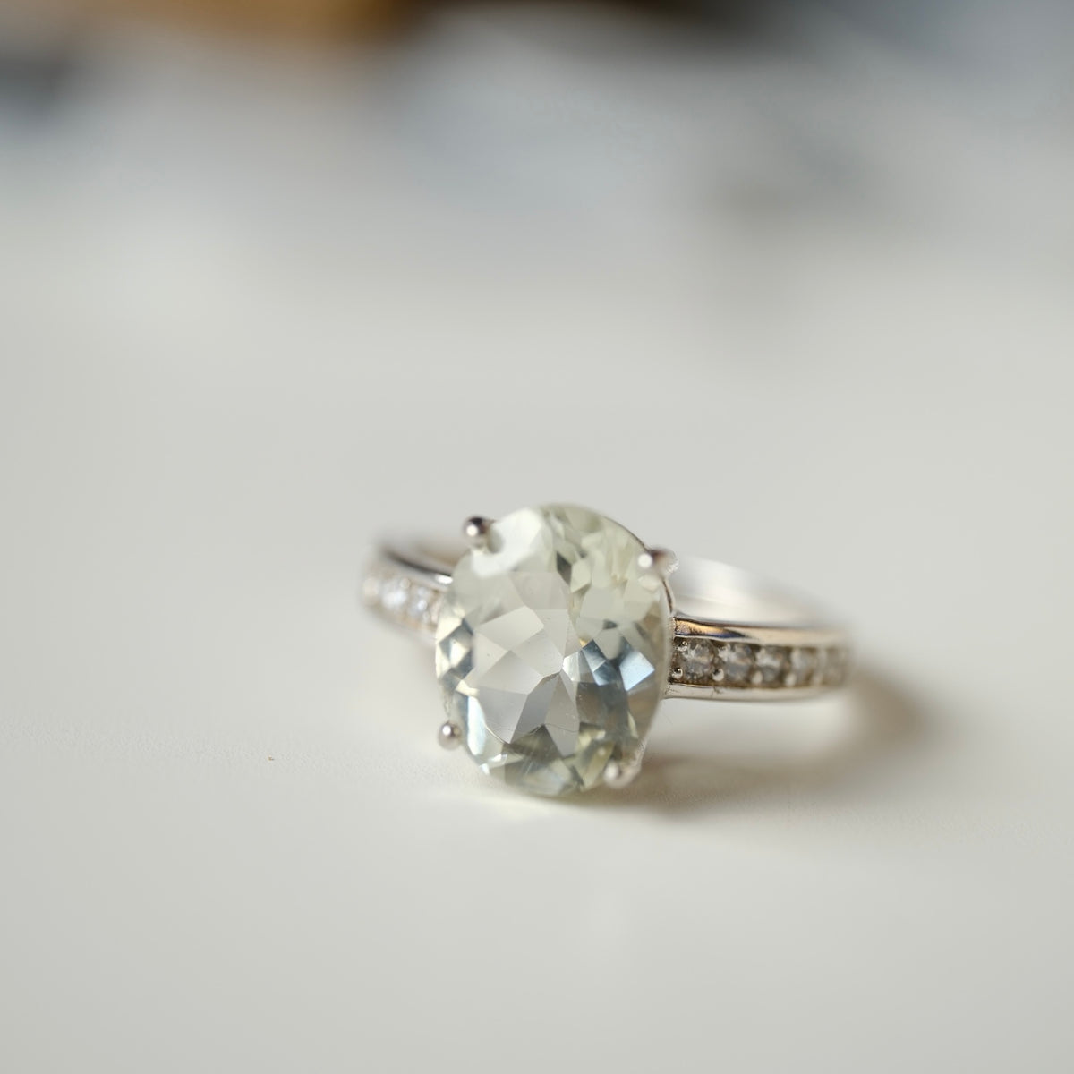 Green Quartz S925 adjustable ring, view 5