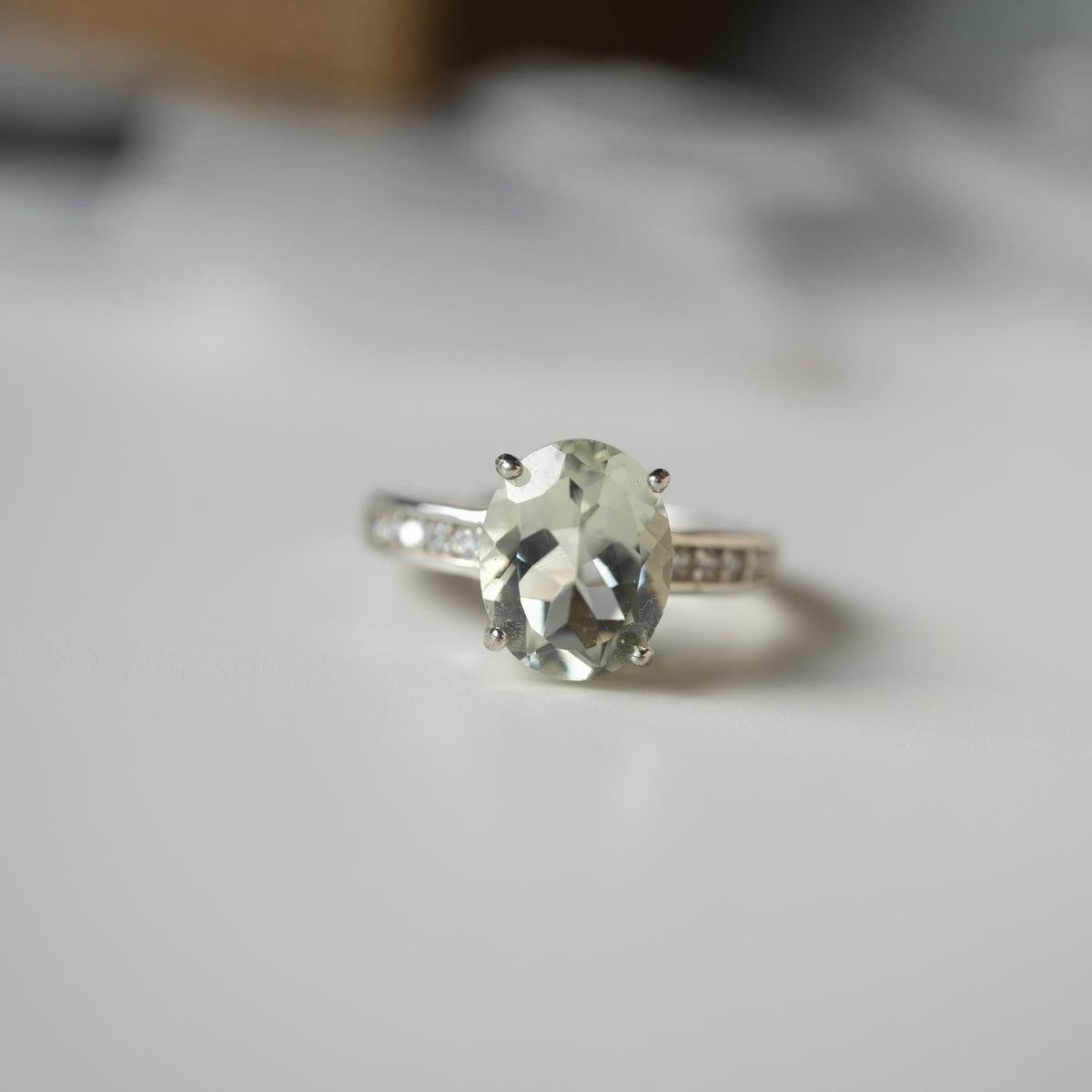 Green Quartz S925 adjustable ring, view 6