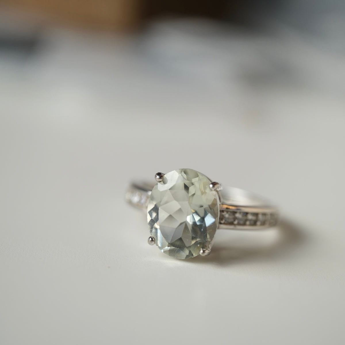 Green Quartz S925 adjustable ring, view 7