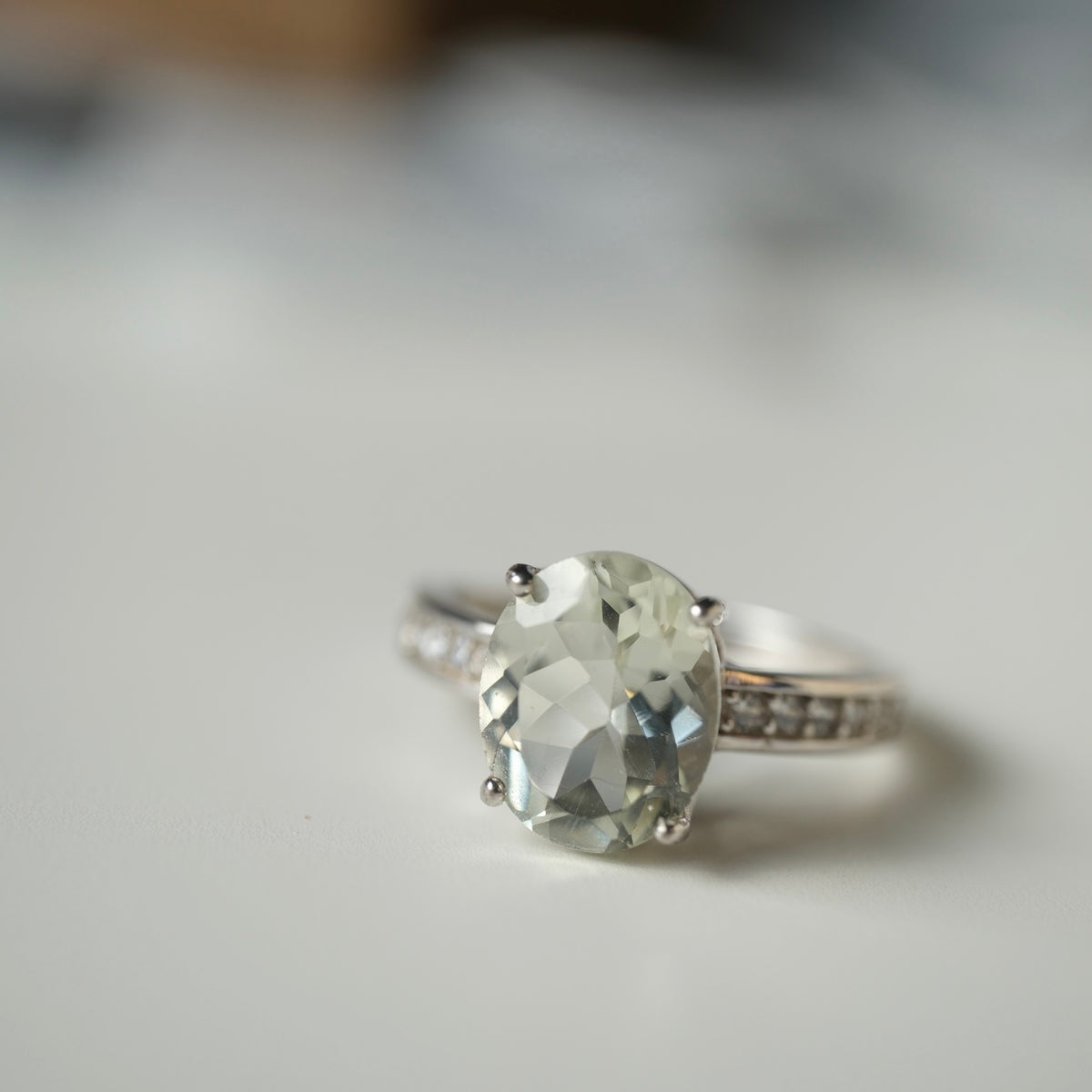 Green Quartz S925 adjustable ring, view 9