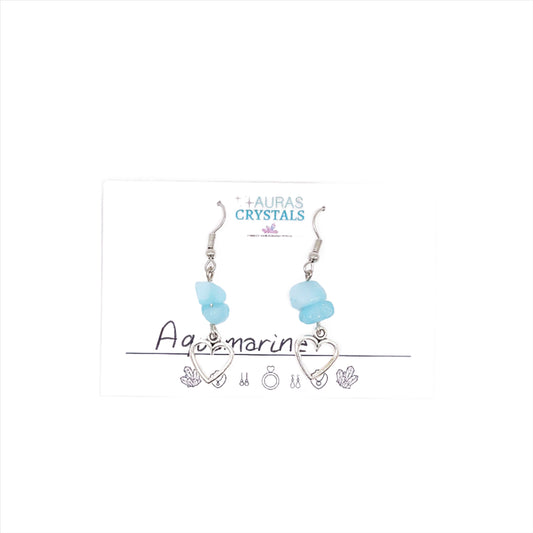 Aquamarine Heart Drop Earrings