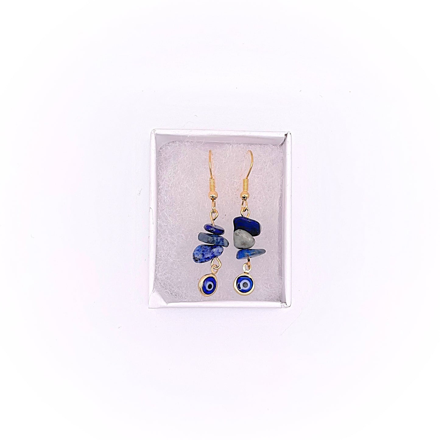 Sodalite Gold Evil Eye Drop Earrings