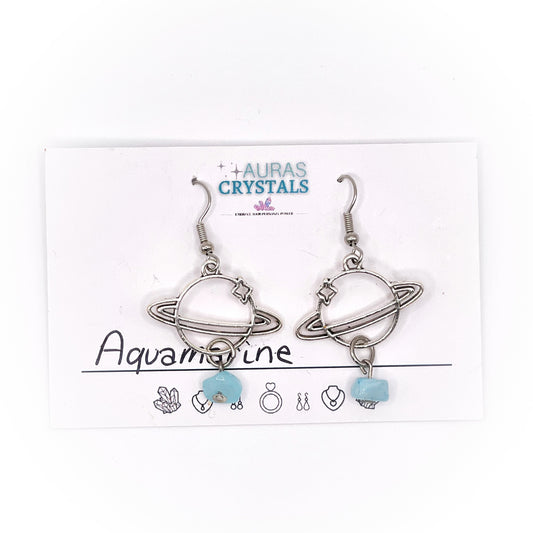 Aquamarine Planet Drop Earrings