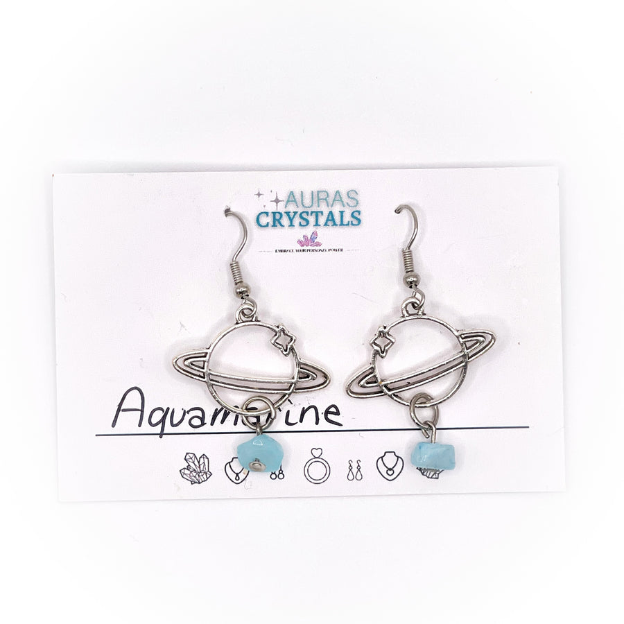 Aquamarine Planet Drop Earrings