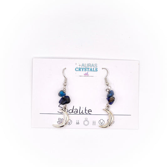 Sodalite Moon Drop Earrings