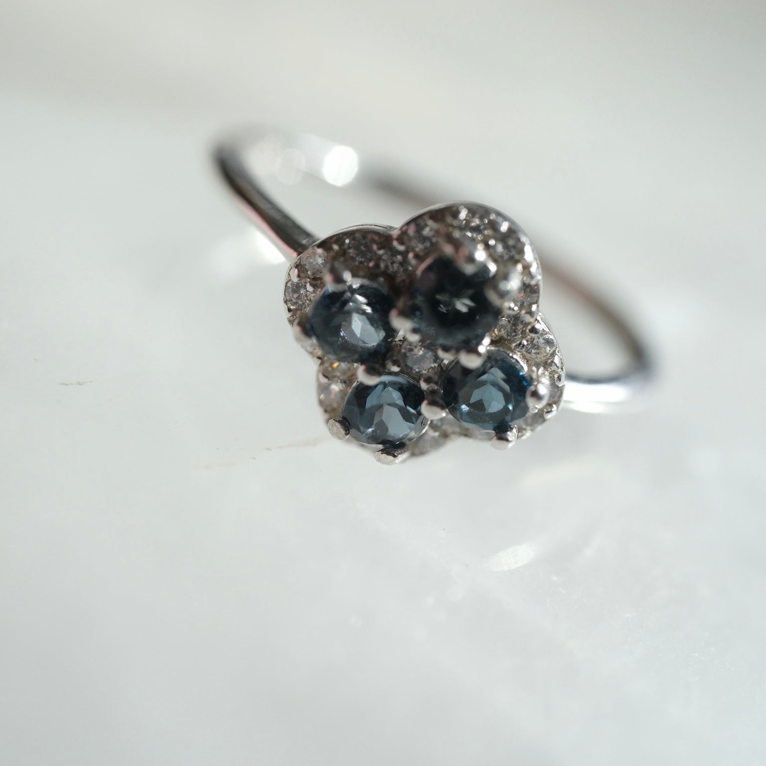 London Blue Topaz S925 adjustable ring detail