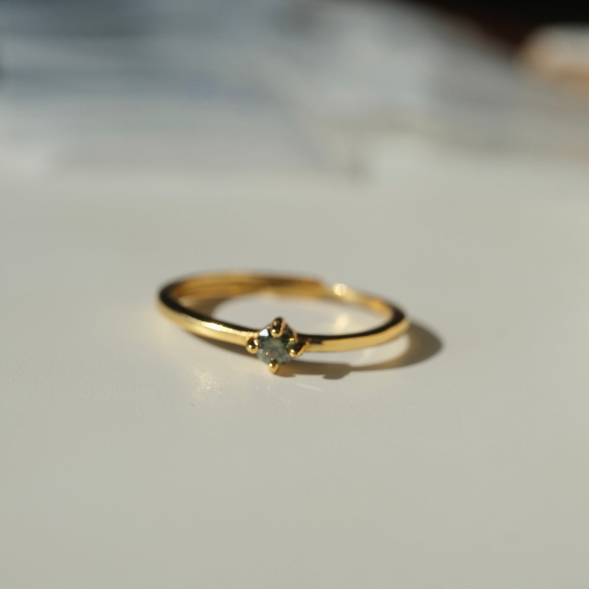 Green Moissanite ring full view