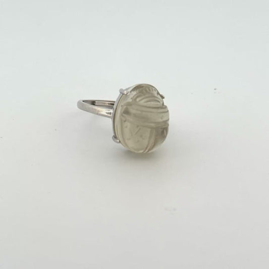 Large Libyan Desert Glass S925 Certified Adjustable Ring