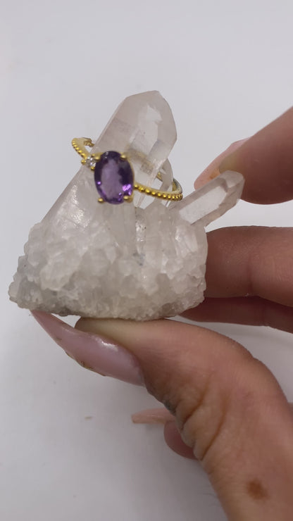 Amethyst Ring Gold Coated S925