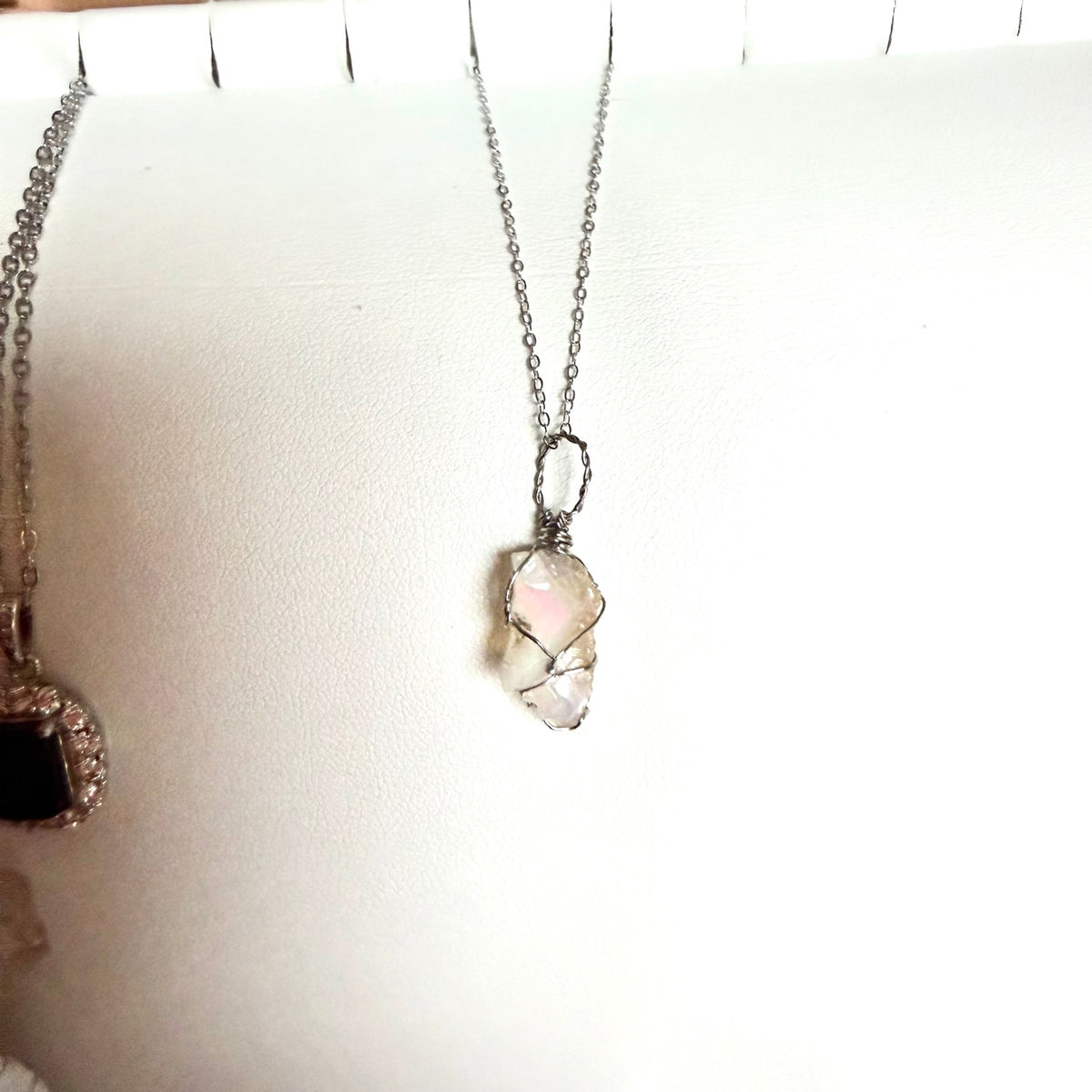 Raw Ethiopian Opal handmade wire wrapped necklace view 4
