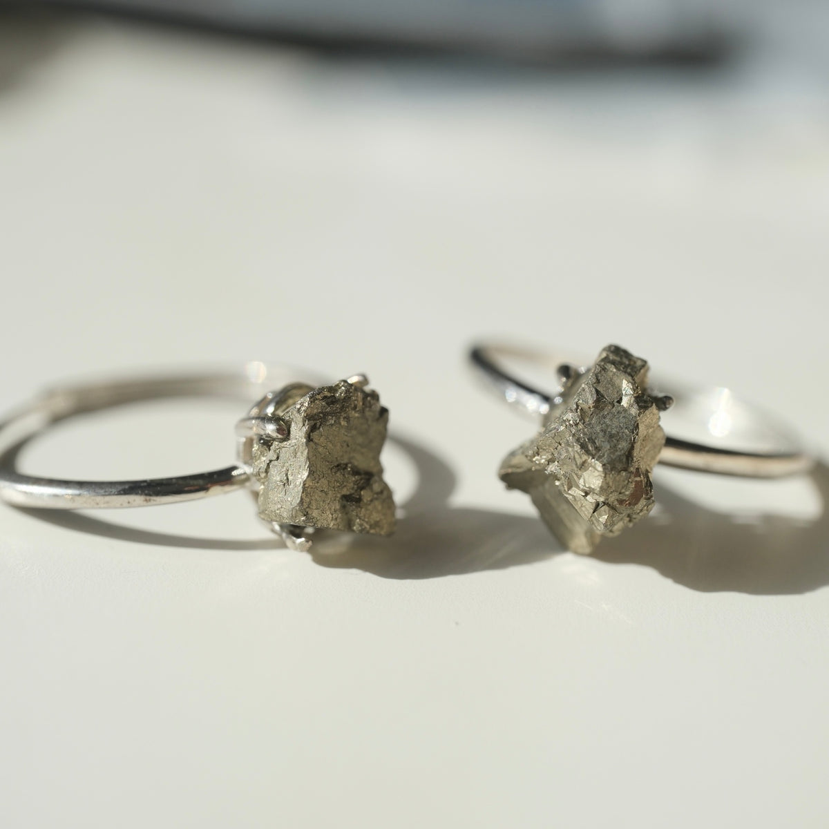 Raw Pyrite S925 adjustable ring, view 3