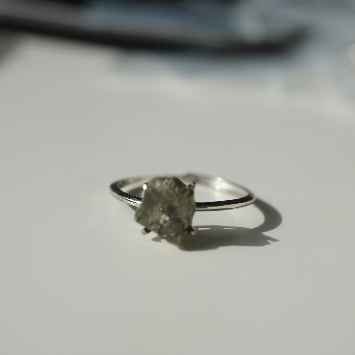 Raw Pyrite S925 adjustable ring, view 5