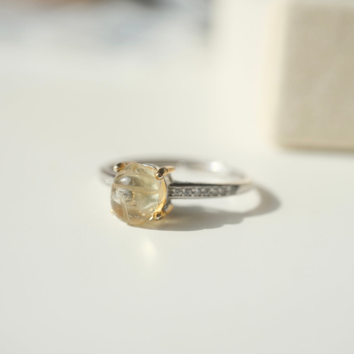 Scarab ring band and setting detail