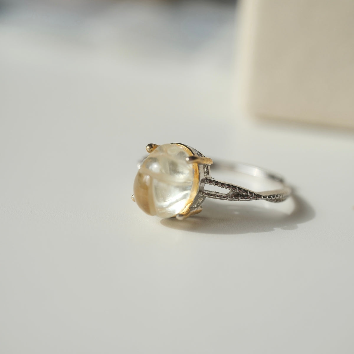 Scarab ring alternate angled view