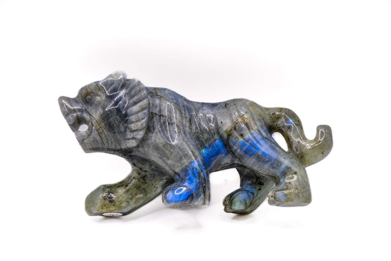 Labradorite Tiger Carving