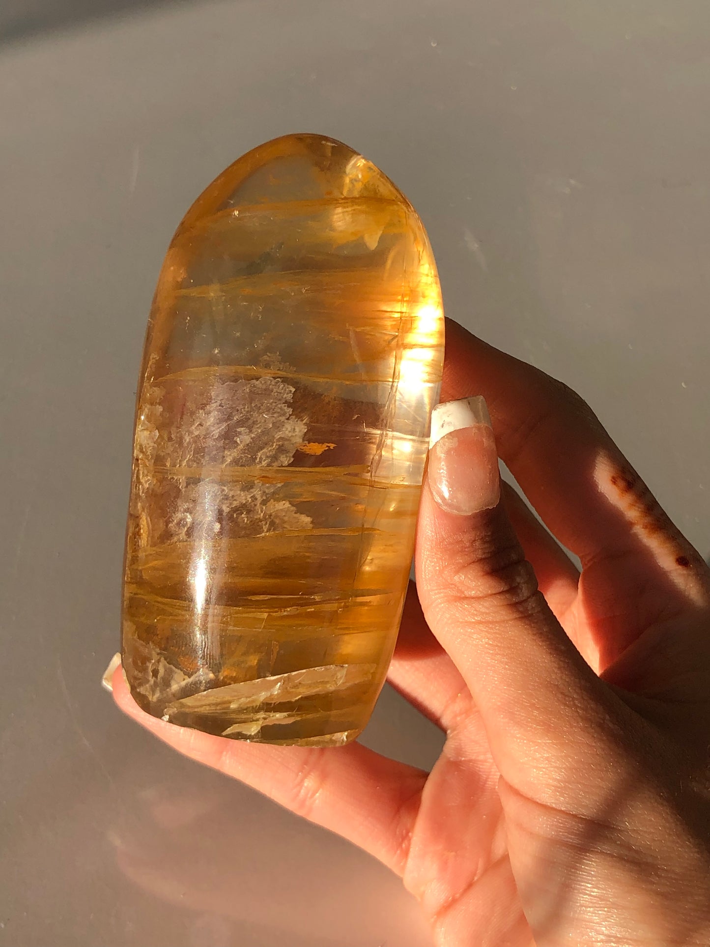 Smokey Quartz Freeform With Golden Healer Inclusions