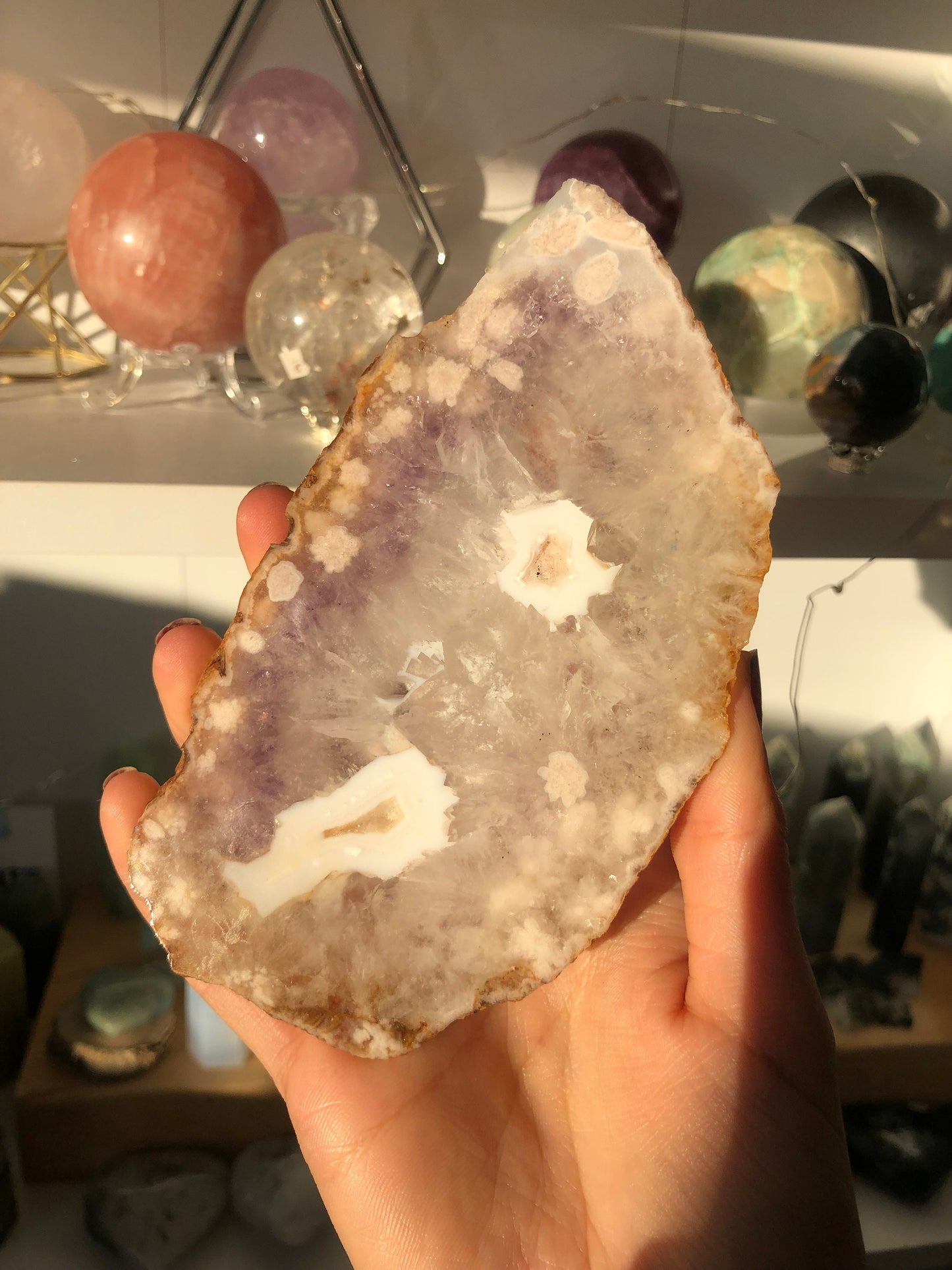 Flower Agate Pink and Purple Amethyst Slab