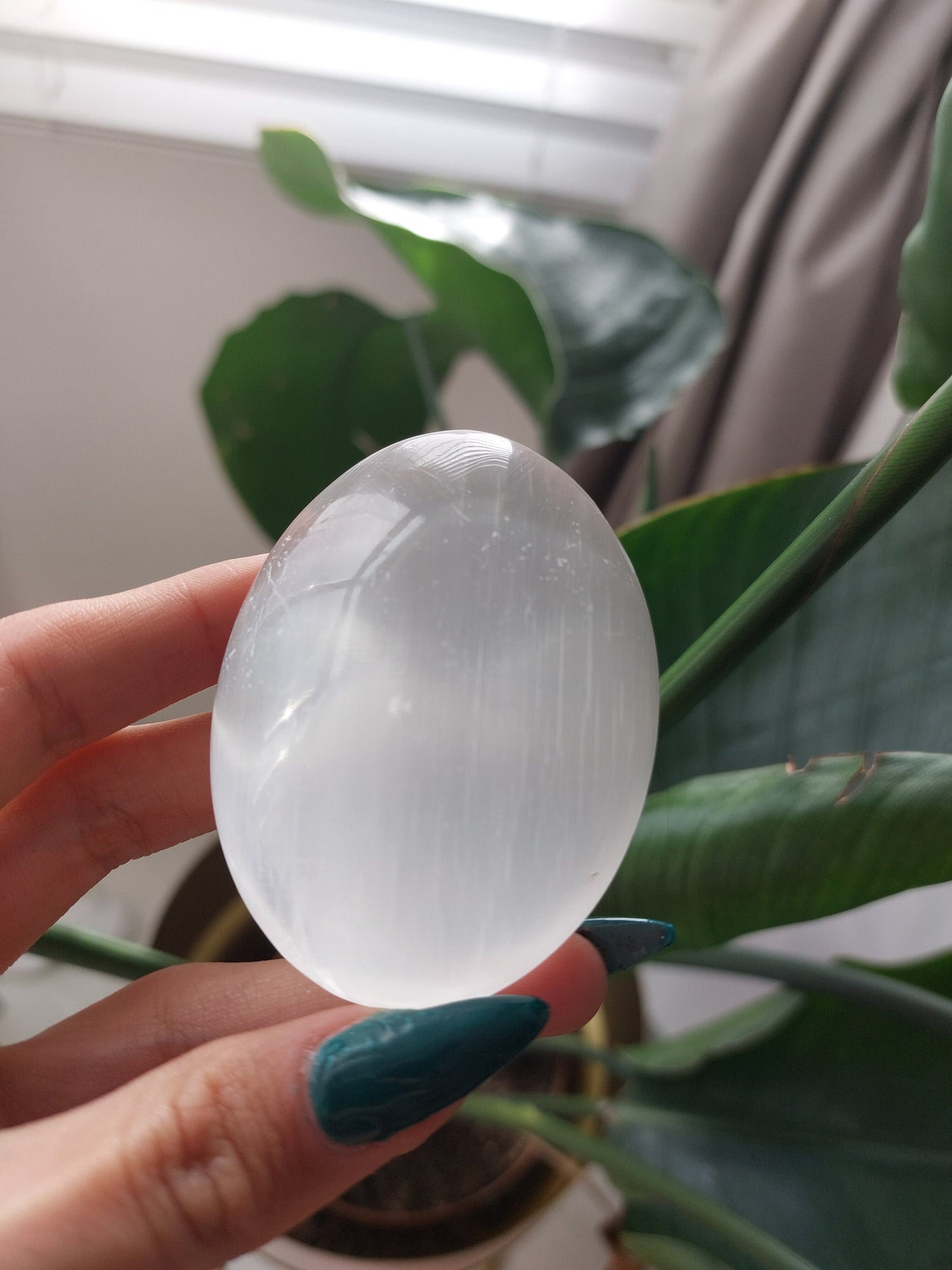 Selenite Palm Stone