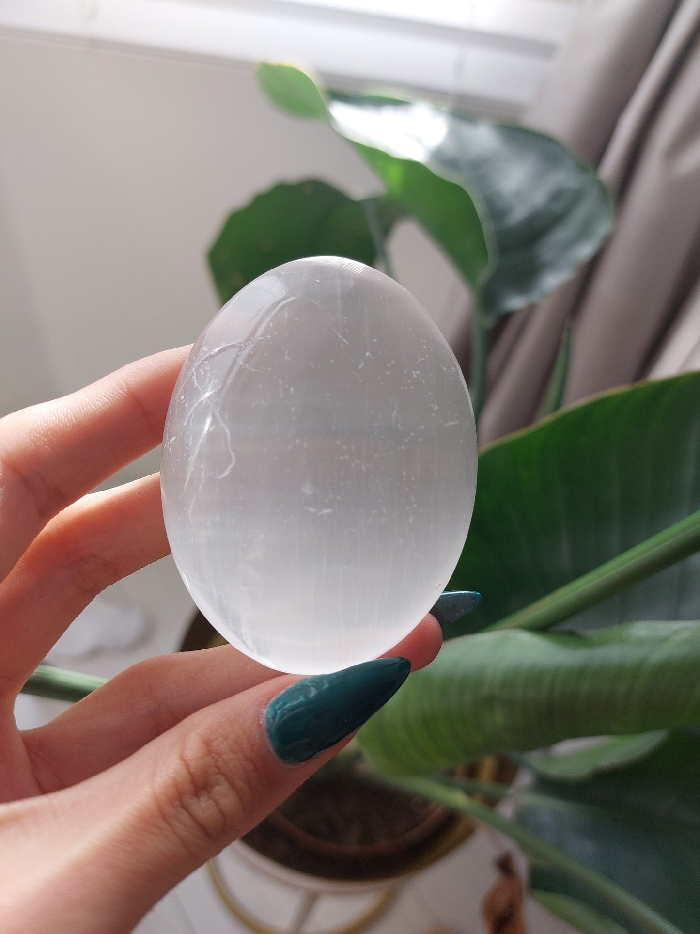 Selenite Palm Stone